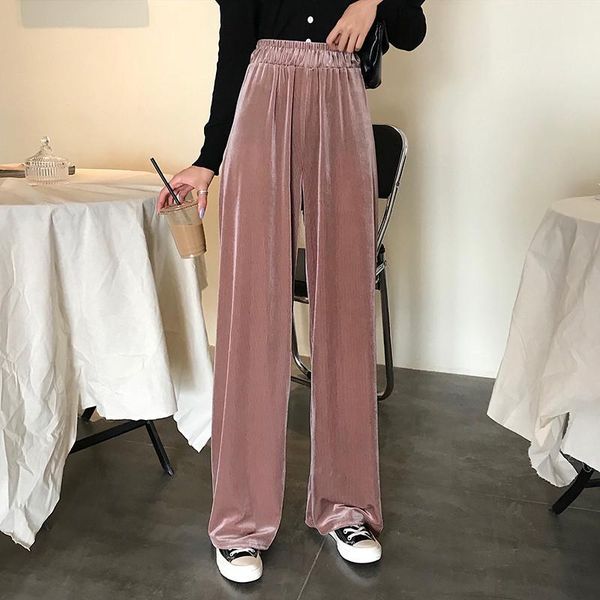 

women's pants & capris fdfklak gold velvet wide-leg fall winter high waist loose straight pant thick joggers student's sweatpants, Black;white