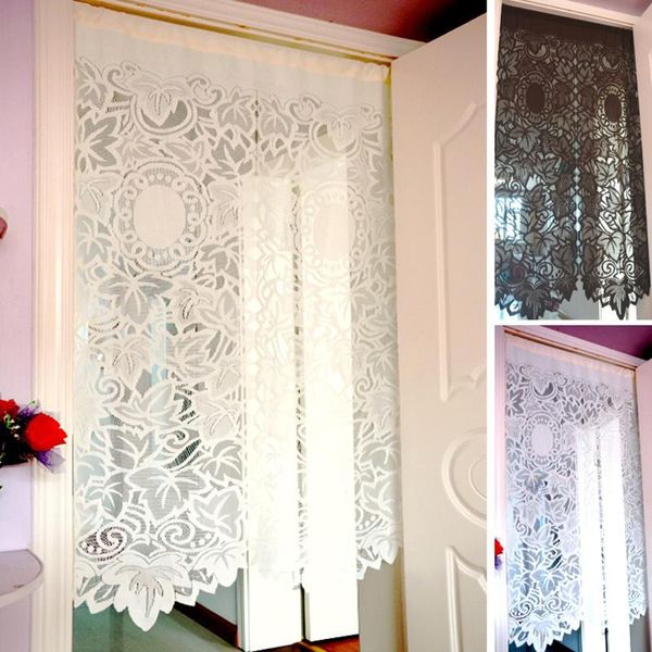 

curtain & drapes roman half white lace retro gauze for living room kitchen cabinet door 85x150cm partition tulle