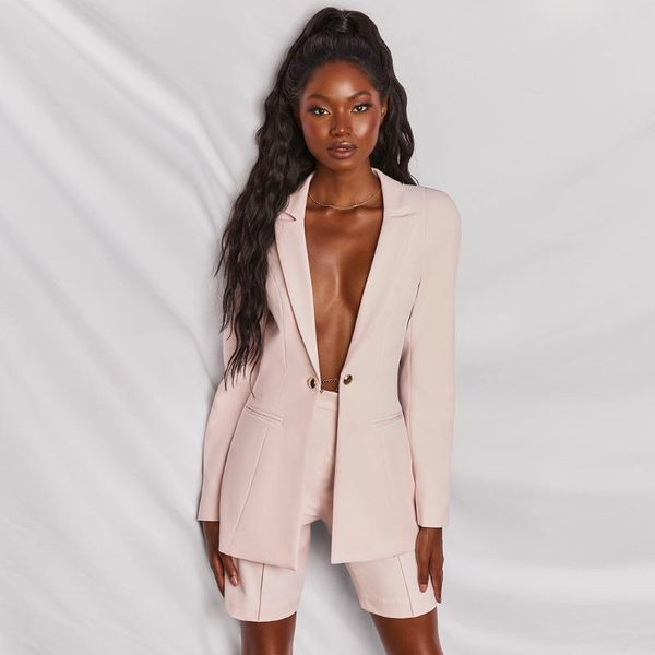 

women suits button blazer pencil shorts young girl fashion streetwear casual jacket 2 pieces sets women's two piece pants, White