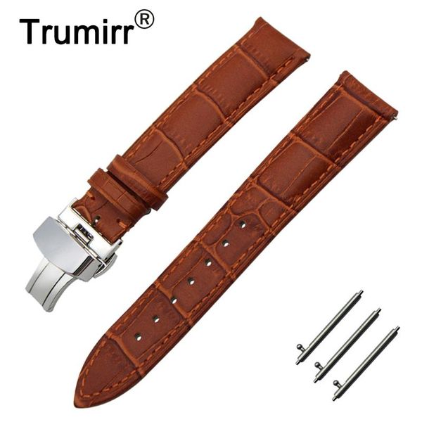 

watch bands 20mm genuine leather band quick release strap for samsung gear s2 classic r732 / r735 butterfly buckle wrist belt bracelet, Black;brown