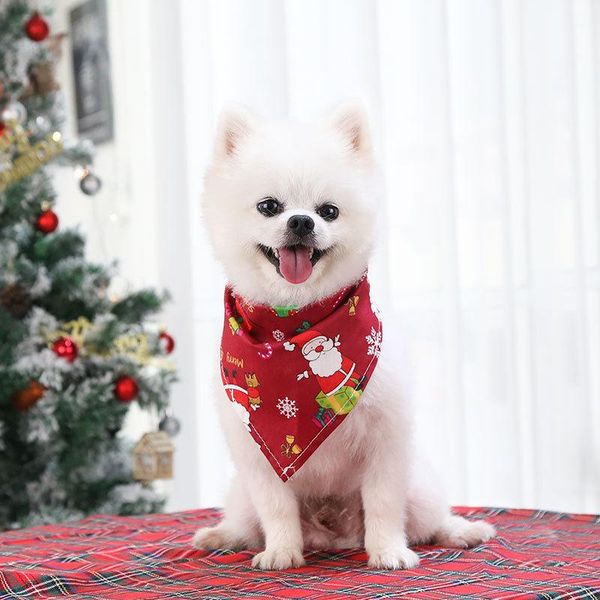 

dog apparel pet bib christmas scarf saliva lattice printed bow party beauty accessories