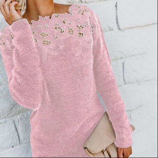 

knitted pullover long sleeve women sweater autumn winter black femme lace, White;black
