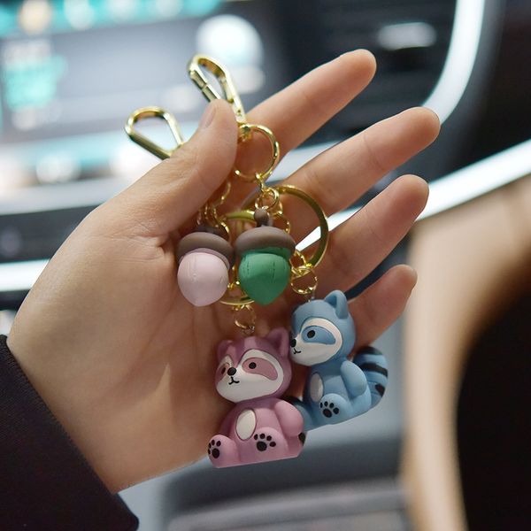 

2021 fashion keychain resin diy transformed into squirrel key ring female cartoon lovers bag car pendant accessories, Slivery;golden