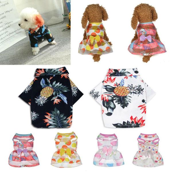 

dog apparel 2021 summer beach shirt print hawaii casual pet puppytravel blouse