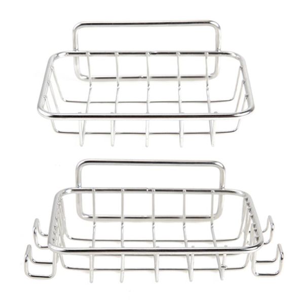 

practical bathroom shelf soap sponge holder stainless steel kitchen dish cloth organizer storage rack hook hooks & rails