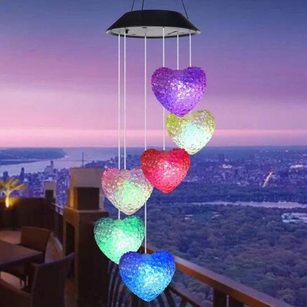 

party decoration color changing solar powered wind bell light colorful windchime led home indoor and outdoor decorative
