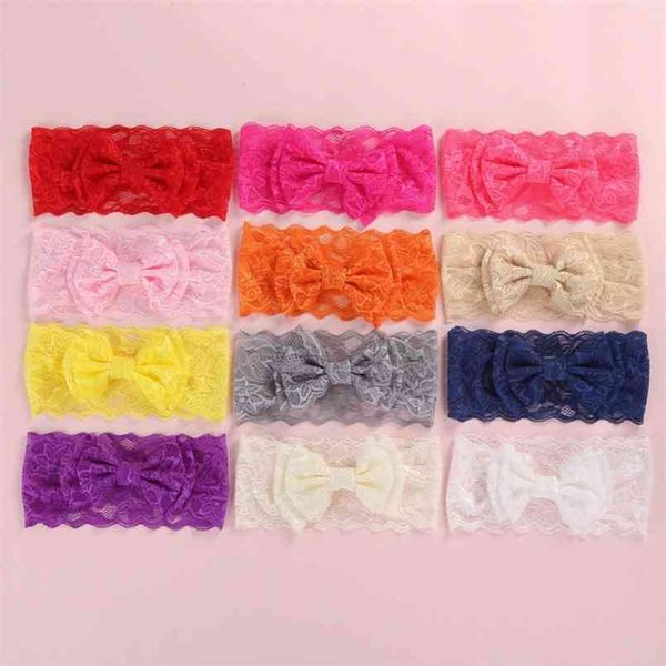 

arrival baby pretty bowknot lace solid headband for girl 210528, Slivery;white
