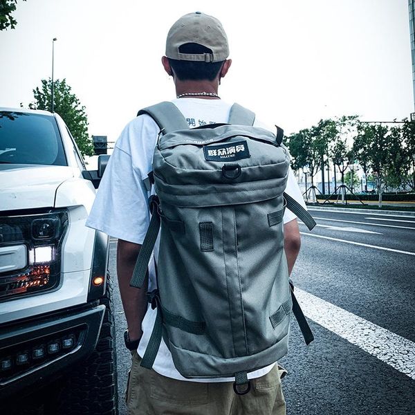 

backpack shoulder men's trend high-capacity fashion personality tooling high school student schoolbag travel bag