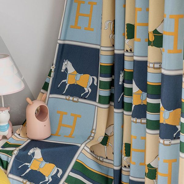 

curtain & drapes modern and simple wanma galloping printed finished custom shading curtains for living dining room bedroom