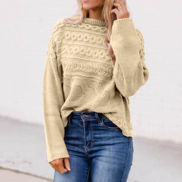 

women's sweaters vintage pure color women knitted sweater round neck long sleeve autumn winter pullovers female jumper, White;black