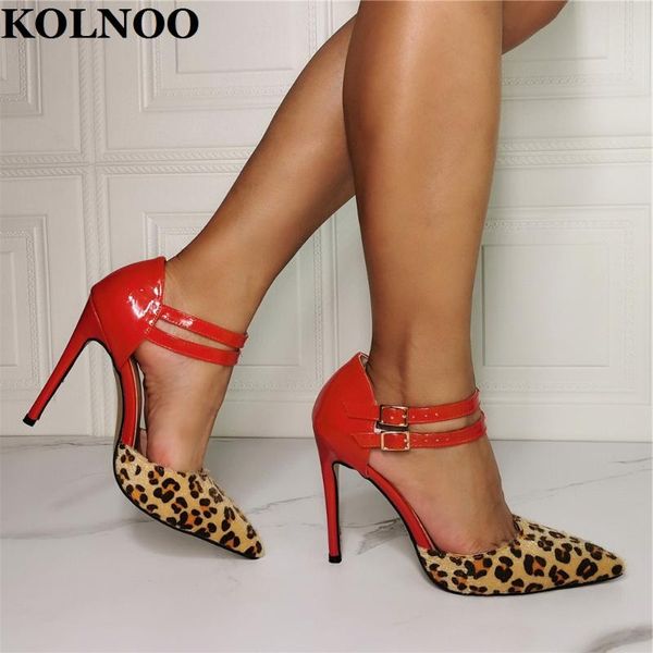 

dress shoes kolnoo 2022 style womens high heels pumps buckle strap patchwork real pictures party fashion daily court, Black