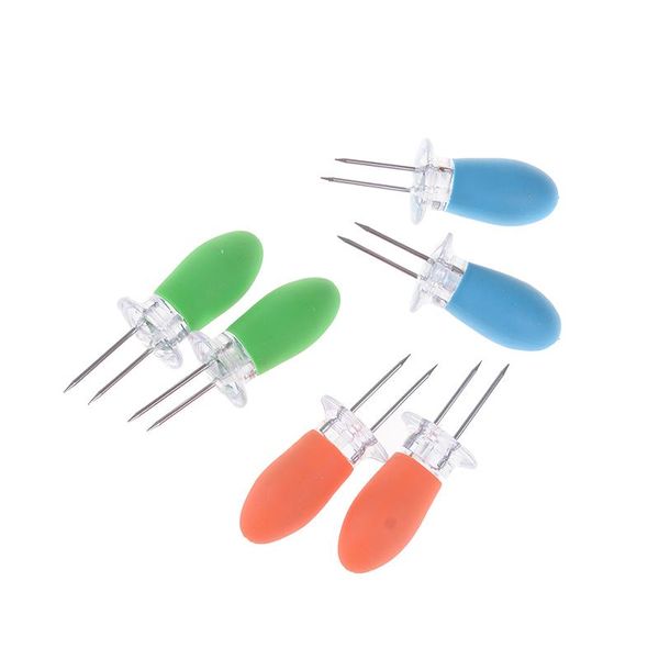 

forks 2pcs corn holders tainless steel skewers prongs jumbo on the cob dog kitchen bbq accessories