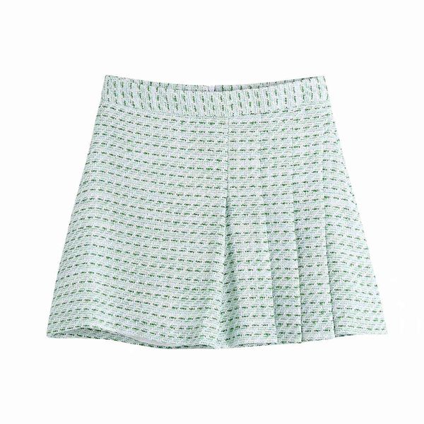 

bbwm woman summer women's casual all-match fresh green texture wide pleated high waist skirt 210520, Black