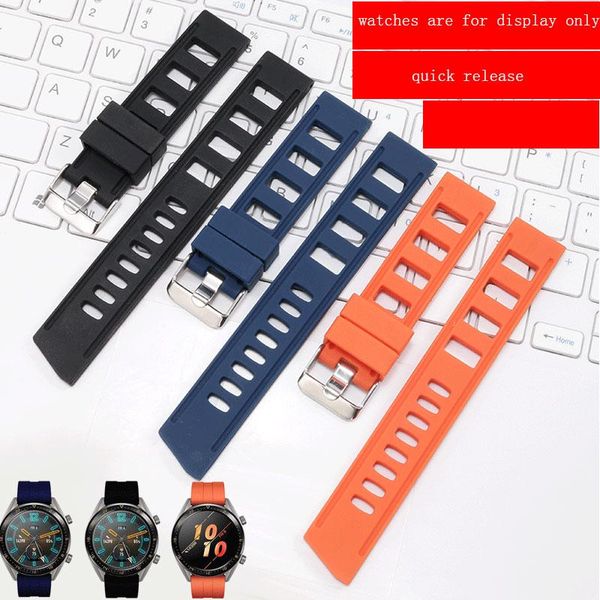 

watch bands 20mm 22mm soft silicone strap black blue orange wristband adaptation huawei watch2 gt pro smart sport chain, Black;brown