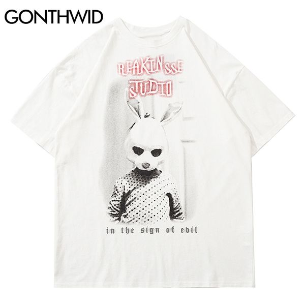 T-shirt camiseta Cópia do cartaz da máscara do coelho de Streetwear Camisetas Mens Hip Hop Casual Manga curta Harajuku Moda Verão Tops 210602