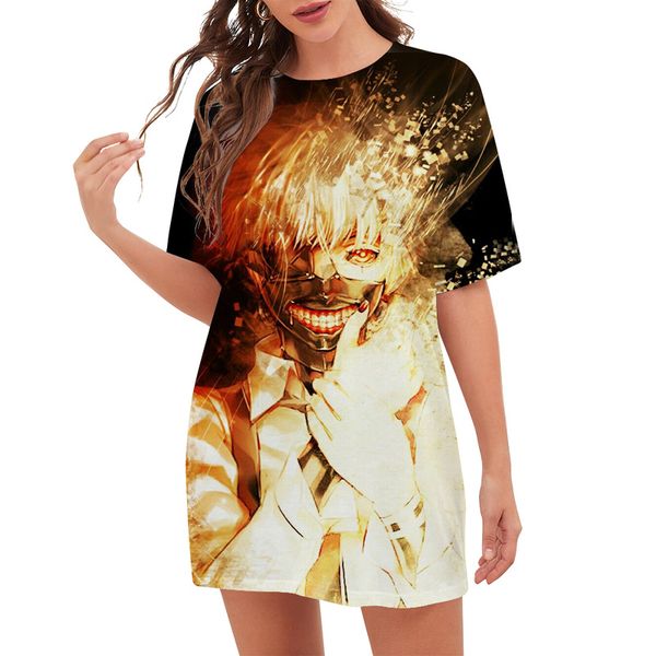 

cloocl anime tokyo ghoul women t-shirts printed personalized lady clothes loose short sleeve hip-hop style teens leisure outfits diy custom, White