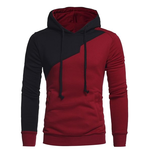 

men's hoodies & sweatshirts new splicing slim fitting hooded sweater w06, Black