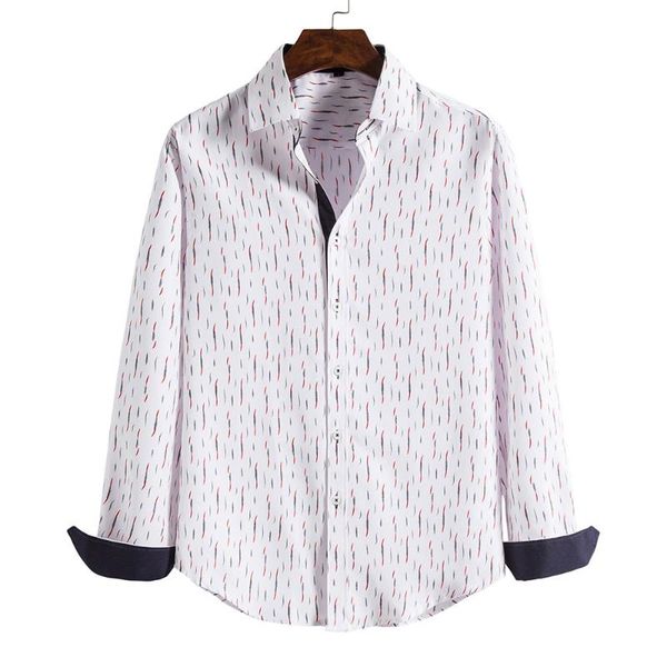 

men's casual shirts 2021 style shirt men simplicity print turn down collar long sleeve single row button spring autumn vacation, White;black