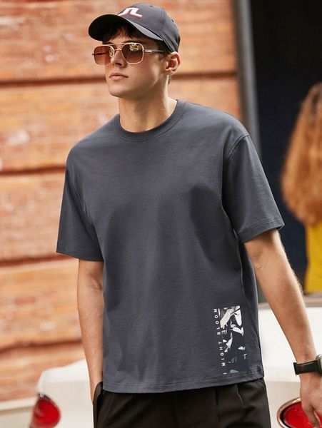 

men graphic print round neck tee k3vf#, White;black