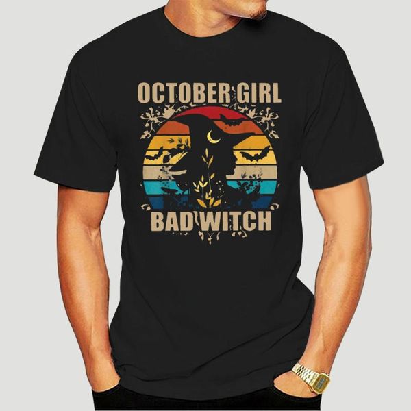 

women's t-shirt mens october girl vintage halloween t shirt size  3xl-0752a, White