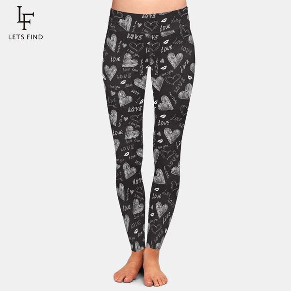 

high waist women plus size fitness leggings fashion 3d valentine's pattern printing elastic warm slim women's pants, Black