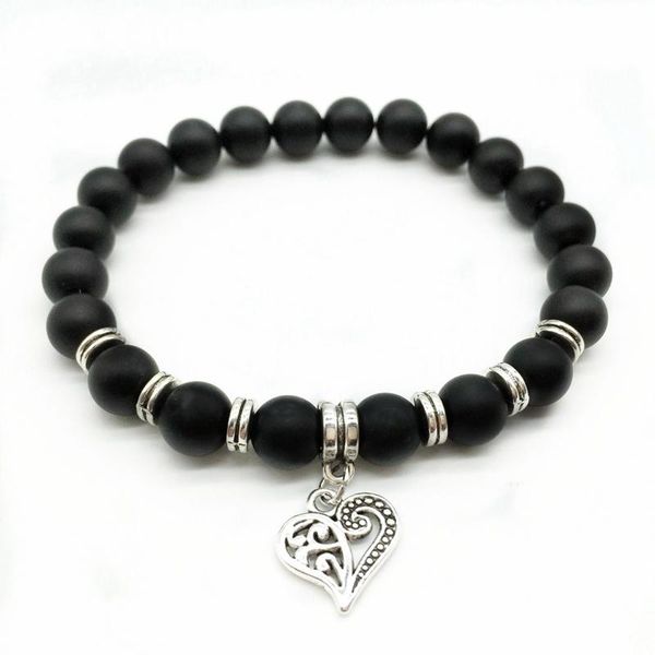 

beaded, strands 2021 fashion black real carnelian men and women heart couple bracelet stainless steel bracelets snap jewelry for