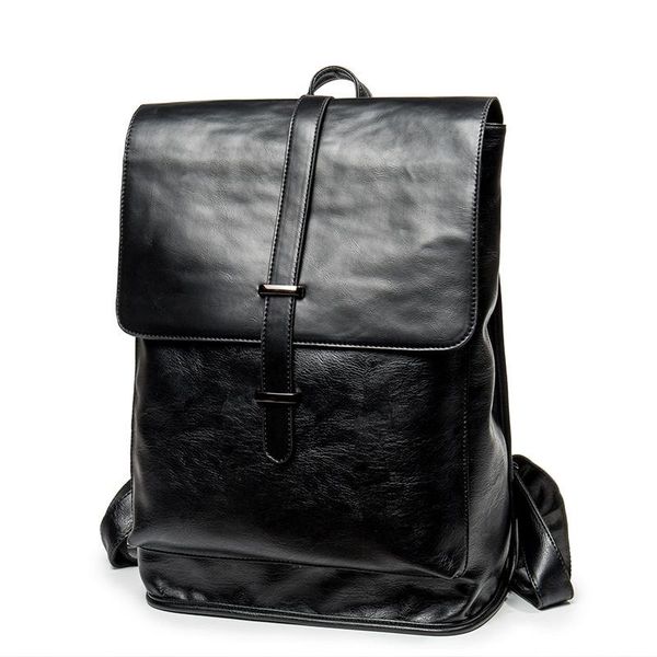 

backpack men's waterproof leather bags fashion boys school bag teenagers luxury designer male casual large laptop