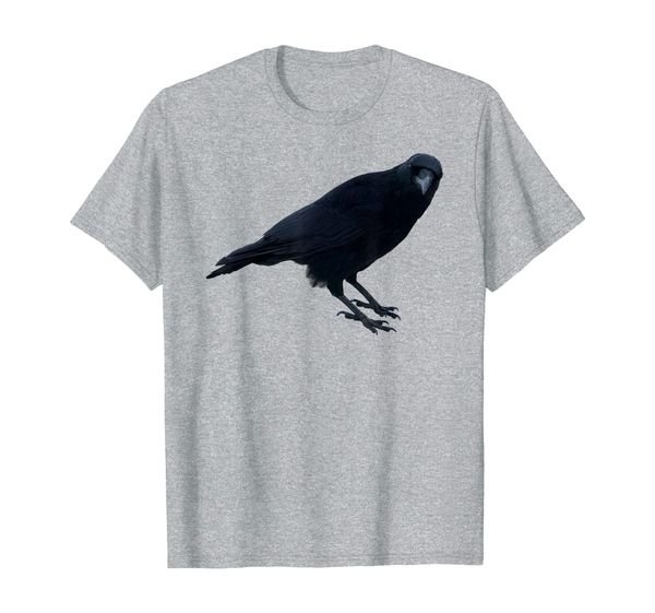 

beautiful curious black crow raven bird silhouette t-shirt, White;black