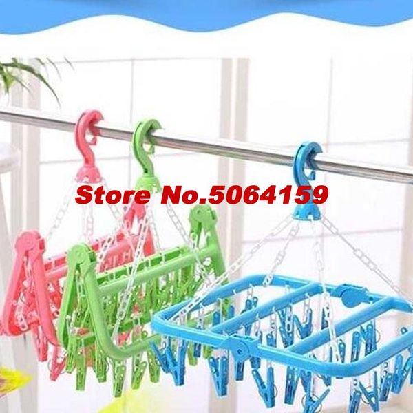 

hangers & racks 32 clips folding windproof drying plastic multi-clip children's socks rack hanging baby home