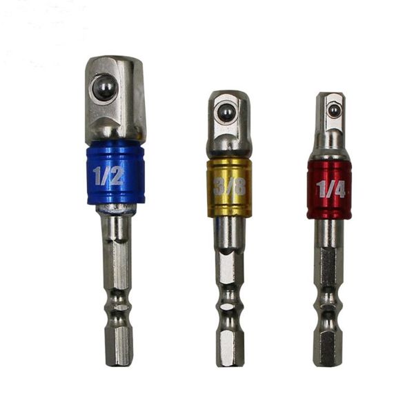 

professional hand tool sets 3pcs socket bit adapter set hex shank 1/4" 3/8" 1/2" impact extension drill bar driver electrical