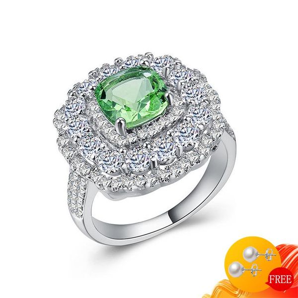 

cluster rings classic charm for women 925 silver jewelry with emerald zircon gemstone accessories wedding promise party ring wholesale, Golden;silver