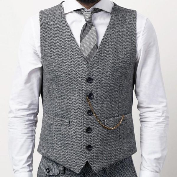 

men's vests herringbone groomsmen vest slim business suit dinner party wedding dress, Black;white
