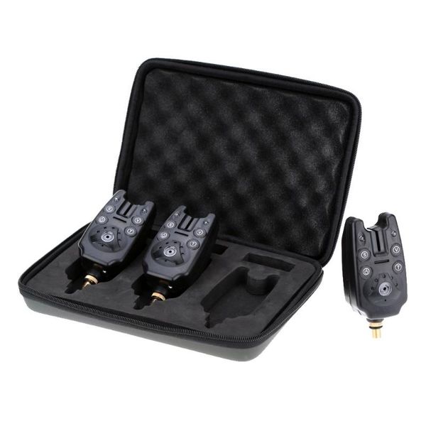 

fishing accessories alarm bite alarms 3pcs/set blue led wireless for rod water resistant tone volume sensitivity sound alert