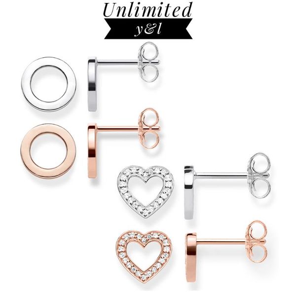 

round circle heart stud earring for women style white zircon 925 sterling silve/ rose gold ear jewelry, Golden;silver