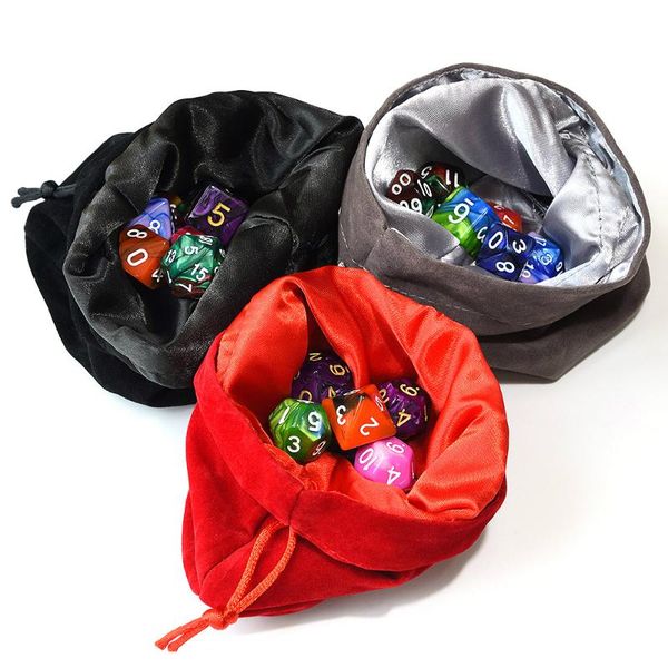 

storage bags round bottom drawstring velvet dice bag double-layer for packing gift jewelry coin wine trinkets red black gray