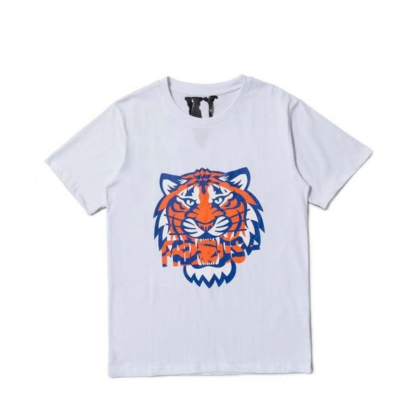 

brand t shirt v lone life 19ss fashion print short sleeve detroit pop-up tiger large men's women's loose t-shirt, White;black
