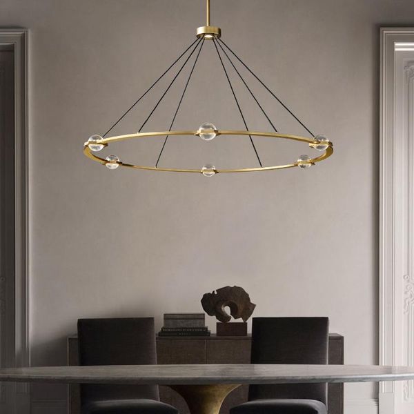 

pendant lamps postmodern light luxury chandelier simple living room dining all copper creative bedroom crystal ball