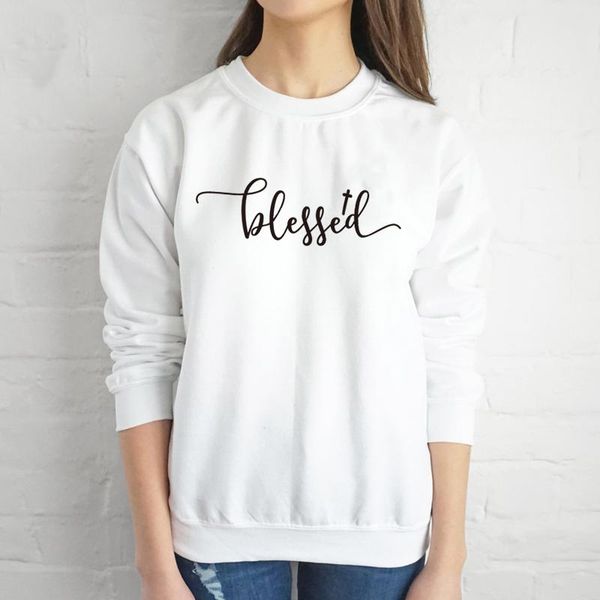 

women's hoodies & sweatshirts harajuku graphic girls outfits blessed letter print women drop clothes sweatshirt faith jesus christian t, Black