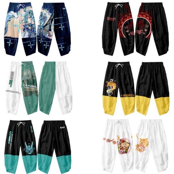 

women's pants & capris 3d print game genshin impact joggers men/women hip hop sweatpants zhongli xiao klee eula kaedehara kazuha cospla, Black;white