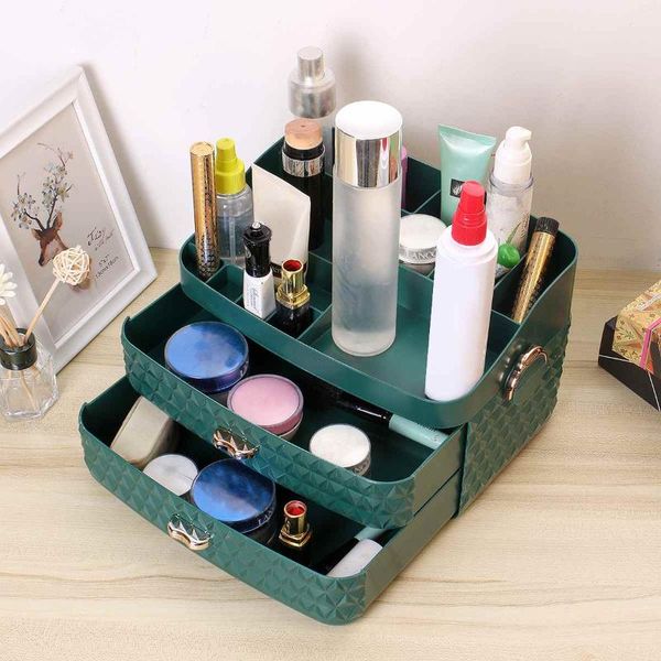 

layers large capacity makeup drawer organizer cosmetic storage box home deskjewelry nail polish container boxes & bins
