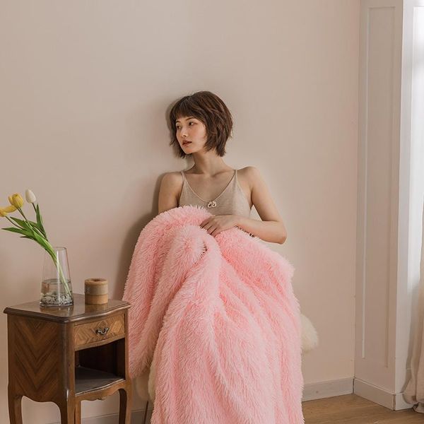 

blankets solid color plush blanket gray pink green soft flannel thick bedding for spring autumn and winter bed cover leisure sofa