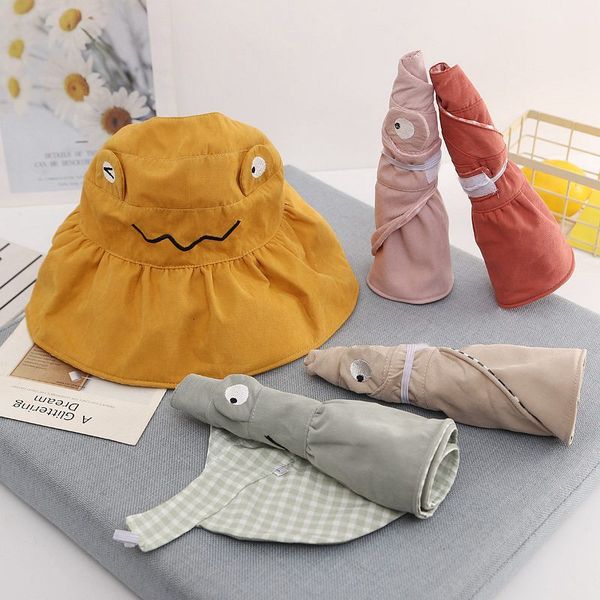 

children's frog overhead sunshade hat children's summer outdoor sunscreen foldable big brim beach hat travel sun hat