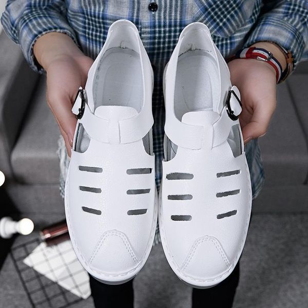 

sandals valstone mens gladiator summer pu leather shoes casual buckle strap rome style quality handmade flats for men, Black