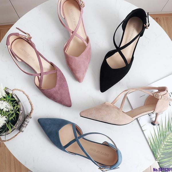 

dress shoes summer women sandals open toe cross strap fashion spring buckle 5cm women's thin heel office, Black