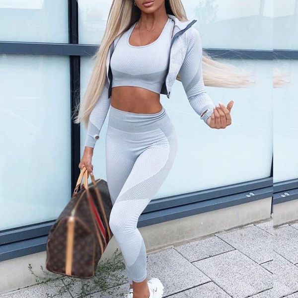 

yoga outfit seamless set workout fitness running sportwear slim fashion high waist legging cross strap 2021 women