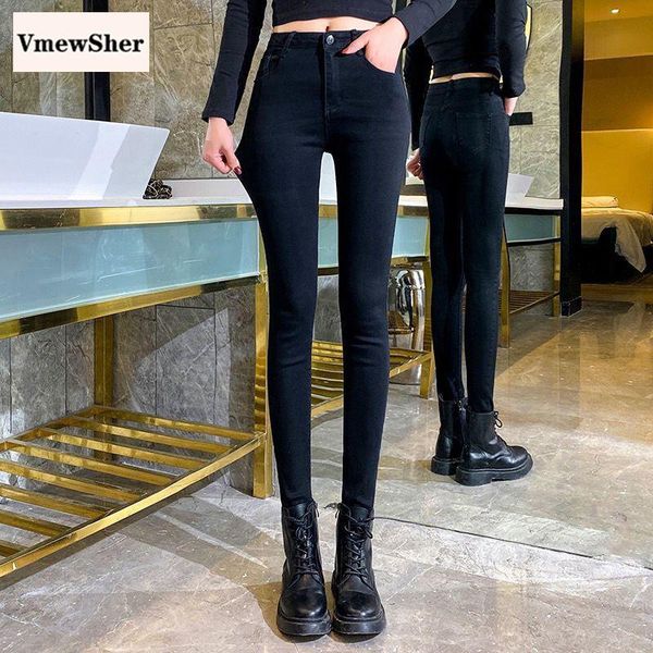 

vmewsher stretch high waist women jeans plus size skinny washed pencil pants ladies long elegant slim elastic denim trousers women's, Blue