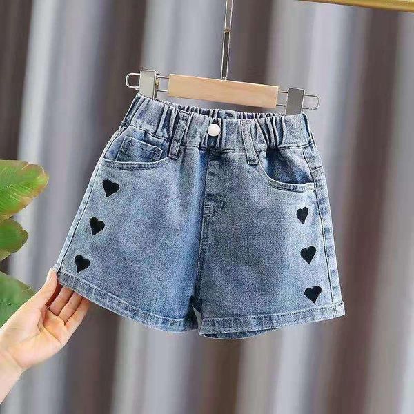 

shorts summer girls embroidery denim for jeans children pants casual clothing, Black