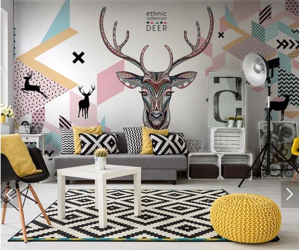 

wallpapers 3d abstract geometric deer elk wall papers for walls 3 d mural wallpaper living room tv backdrop contact paper