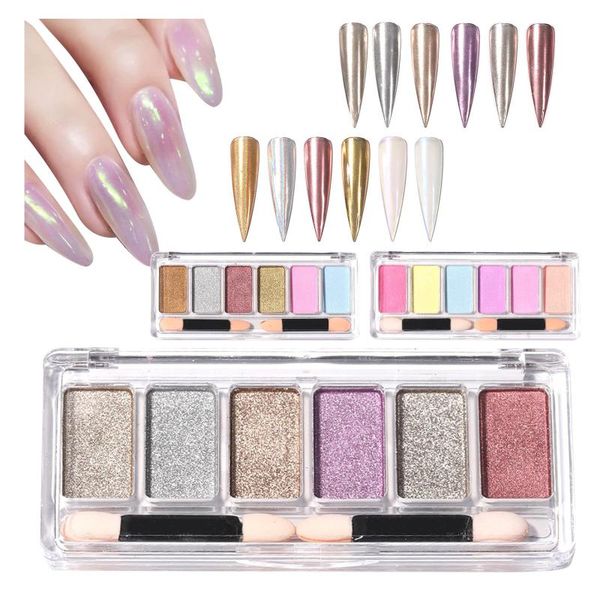 

nail glitter diy girls metallic mirror effect art powder manicure pigment kits long lasting uÃ±as, Silver;gold
