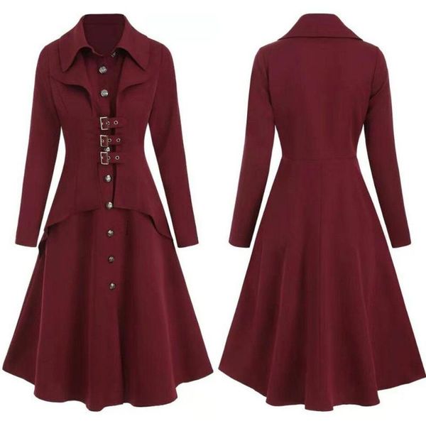 

women's trench coats slim coat autumn winter lapel button long sleeves windbreaker jackets ropa mujer 2021, Tan;black